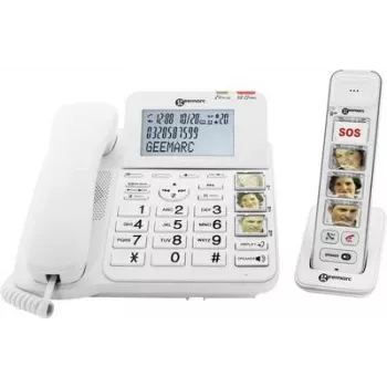 Geemarc AMPLIDECT COMBI-PHOTO 295 telefono per anziani con filo e segreteria telefonica, tasti con foto, display retroilluminato, bianco