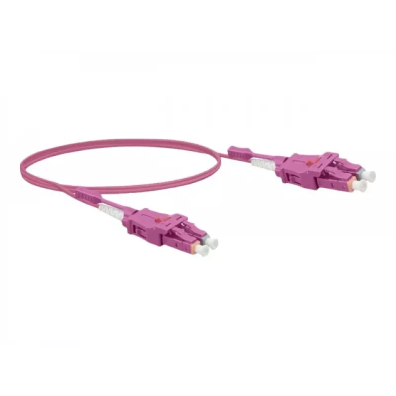 Exertis Connect LC/UPC su LC/UPC OM4 multimodale Duplex Uniboot cavo patch, 1m, viola erica, LSZH 392951
