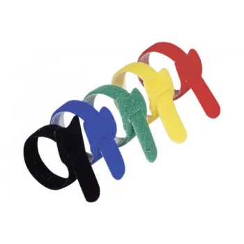 Exertis Connect Set fascette in velcro per cavi, 210 mm x 16 mm, 15 pezzi, 5 colori (nero, blu, verde, giallo, rosso)