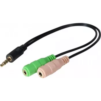 Exertis Connect Adattatore per headset CTIA - 3,5mm TRRS su doppio TRS (sdoppiatore cuffie/microfono) 721135
