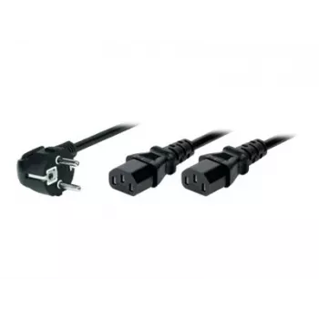 TECLINE Cavo distributore di alimentazione a Y, spina Schuko angolare a 2 connettori femmina IEC C13, 1,8 m, nero 808410