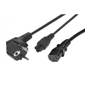 Exertis Connect Splitter cavo di alimentazione - spina CEE 7/7 a connettore femmina IEC C5 e C13, 10A 250V, 1,2 m cavo principale / 0,6 m diramazioni, nero 808411