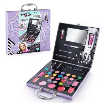 Canal Toys Make-Up Studio (OFG313) – Set cosmetici sicuro per bambini con 10 ombretti, 6 lucidalabbra, 2 fard, applicatori, pennelli e astuccio con specchio apribile