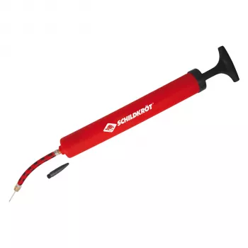 SCHILDKROT pompa per palloni 300 mm rossa in plastica con tubo flessibile e 2 adattatori 970989