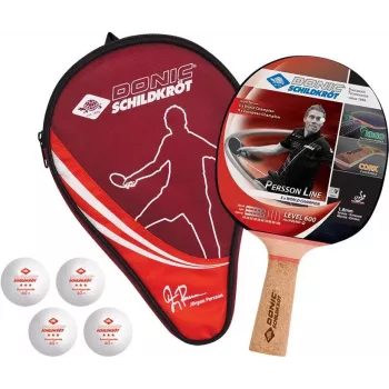 Donic Schildkröt 788450 racchetta da ping pong per principianti e giocatori amatoriali - gomma nera, manico in legno, concavo, legno a 5 strati, spugna 1,0 mm, non omologata ITTF