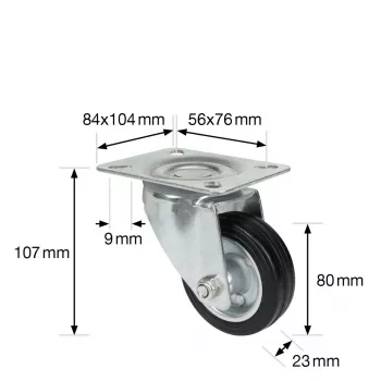 Wagner design yourself rotella girevole RO 6184 argento 75 mm 50 kg 4618401
