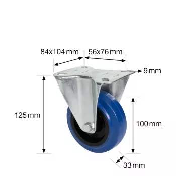 Wagner design yourself rotella fissa RO 8700, 75 mm, battistrada blu/grigio, portata 50 kg, montaggio a piastra 4870001