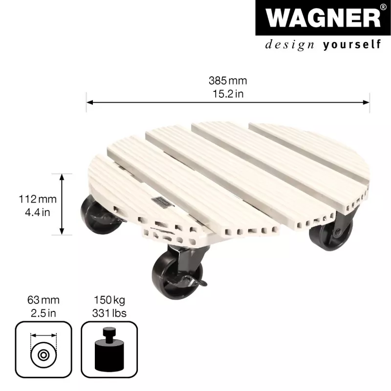 WAGNER design yourself Carrello portapiante GH0557, plastica, rotondo, grigio chiaro, Ø 38,5 cm, 1 pz. (20055701)