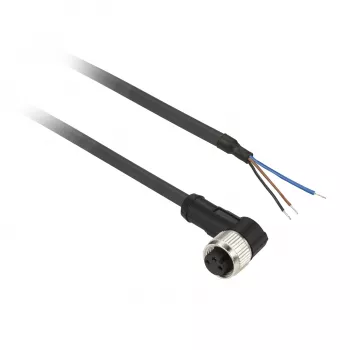 TMSS GERMANY Telemechanique Sensors Connettore femmina M12 cavo preassemblato, 4 poli, 5m PUR, nero, dritto, IP67/IP65/IP69K, 4A, 250V AC/DC, serie OsiSense XZ - XZCP0666L5