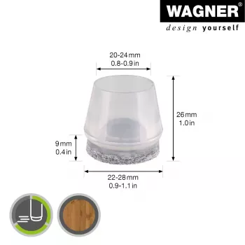 Wagner design yourself EH 0564 Tappi per gambe di sedie in plastica Ø 2,2-2,8 cm 4 pz. (15056499)