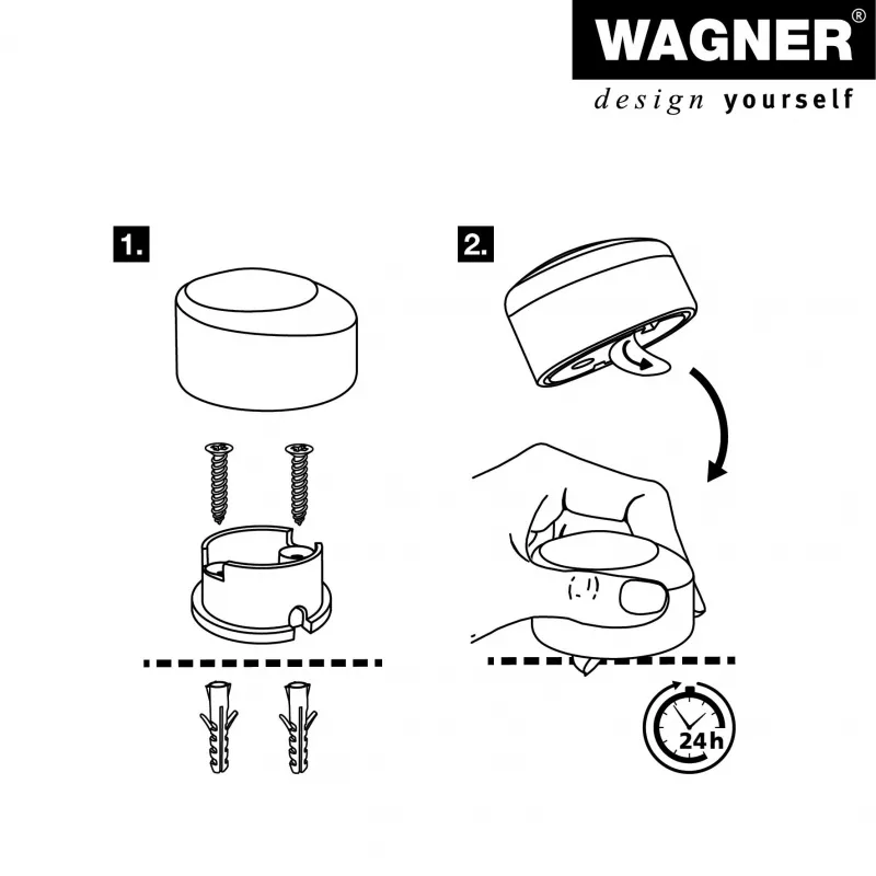 Wagner Design Yourself EH 5181 Fermaporta da pavimento, pressofusione di zinco con tampone in gomma, nichel opaco, 50 mm 15518111