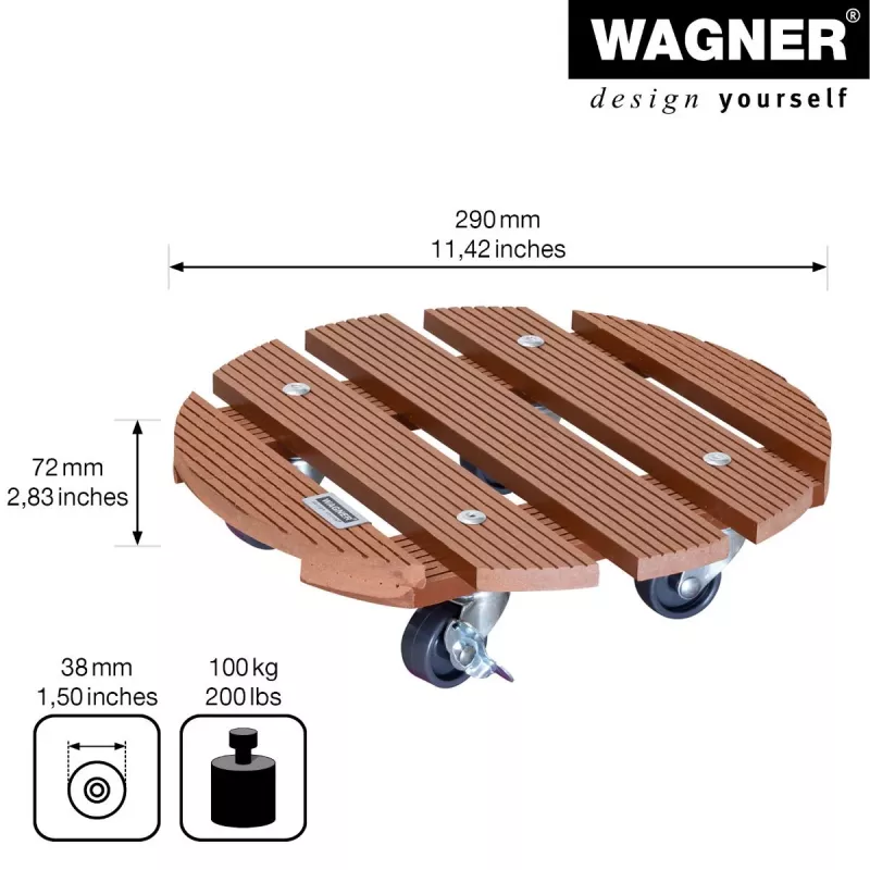 Wagner design yourself Carrello portapiante WPC GH 0535 rotondo marrone 29 x 7,5 cm 20053501