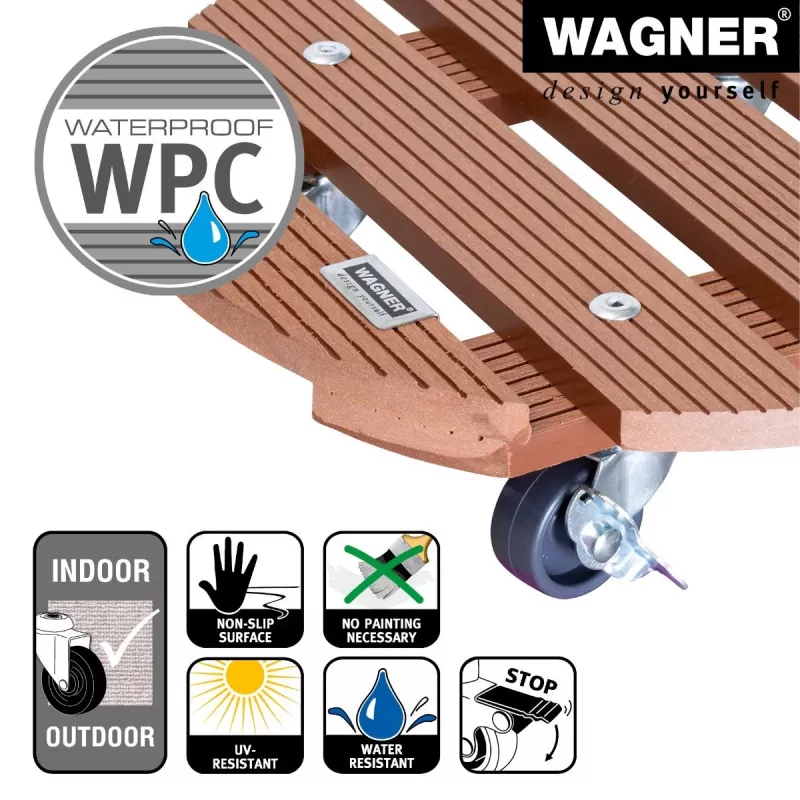 Wagner design yourself Carrello portapiante WPC GH 0535 rotondo marrone 29 x 7,5 cm 20053501