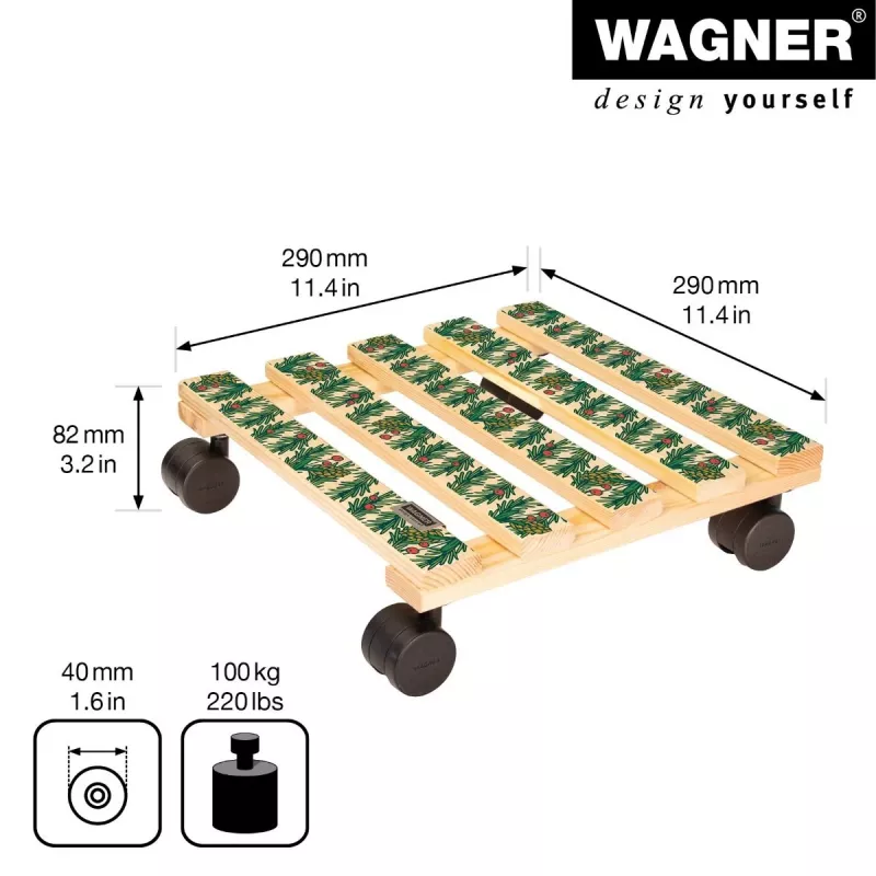 WAGNER design yourself Carrello portapiante GH0653 quadrato legno 29x8 cm 20065301