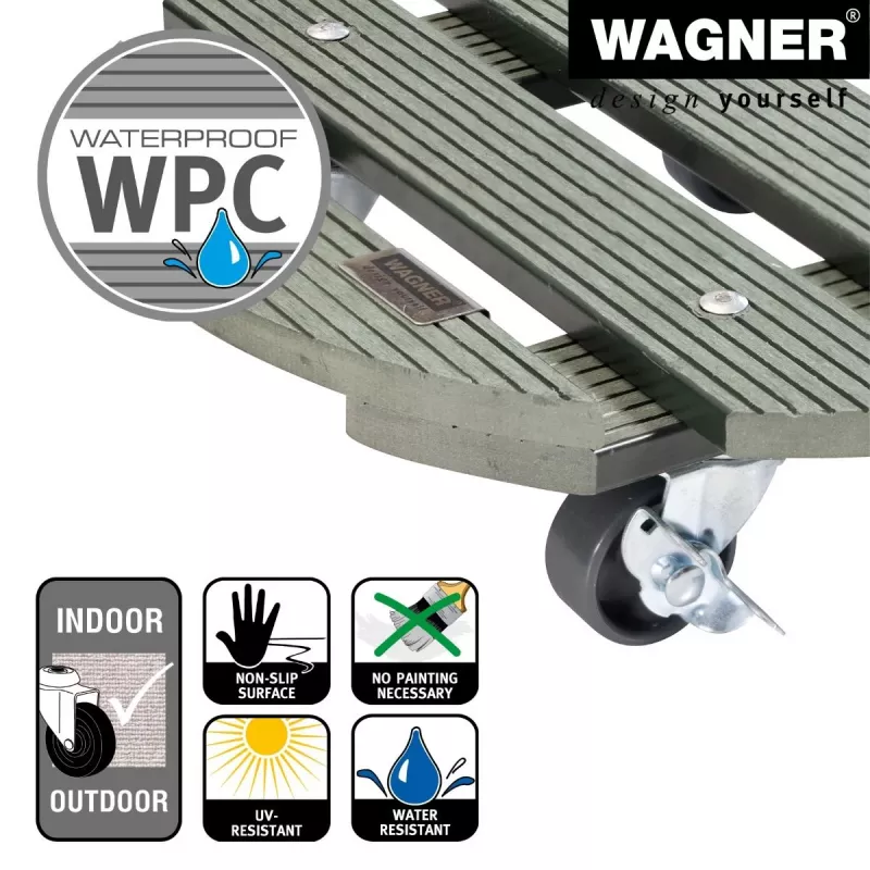 WAGNER design yourself Carrello portapiante GH0528 plastica, Ø 29 cm verde scuro rotondo, 1 pz. 20052801