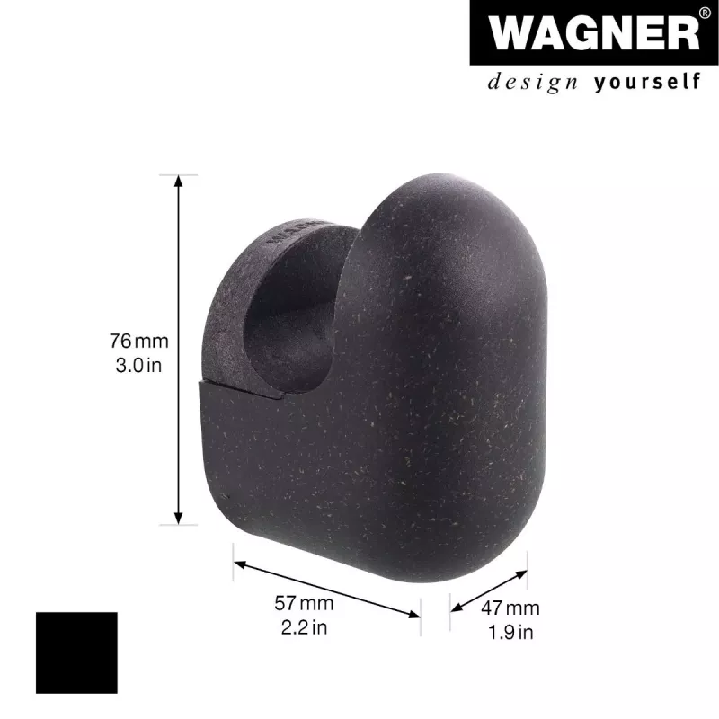 Wagner design yourself PILL Gancio appendiabiti, 1 gancio, nero, alluminio, montaggio a parete, 40 mm 17040221