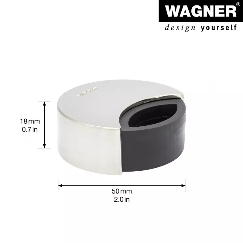 Wagner design yourself EH 5151 fermaporta pressofusione di zinco con tampone in gomma, cromato, Ø50 mm, da avvitare, argento 15515111