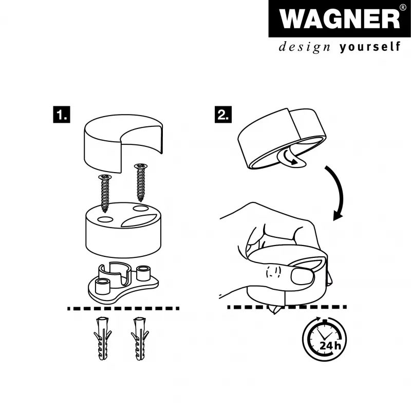 Wagner design yourself EH 5151 fermaporta pressofusione di zinco con tampone in gomma, cromato, Ø50 mm, da avvitare, argento 15515111