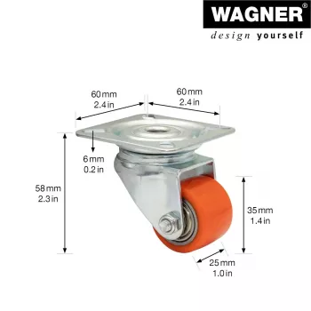 Wagner design yourself rotella pivotante per carichi pesanti RO 6935 rossa (4693501)