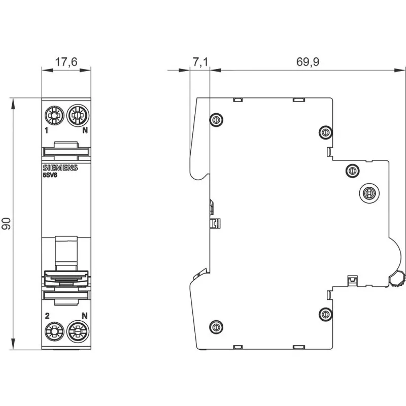 Siemens SENTRON 5SV6016-7GV16 AFDD/MCB 6kA C16 1P+N 1TE (confezione da 12)
