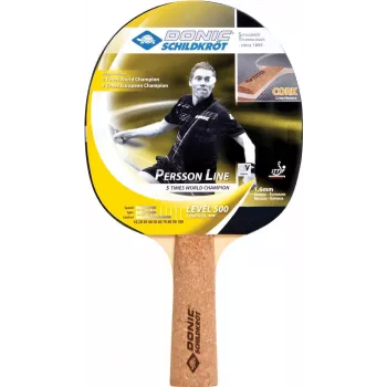 DONIC SCHILDKRÖT Persson 500 racchetta da ping pong con manico in sughero, rivestimento Elite, spugna 1,6 mm, orientata al controllo 728451