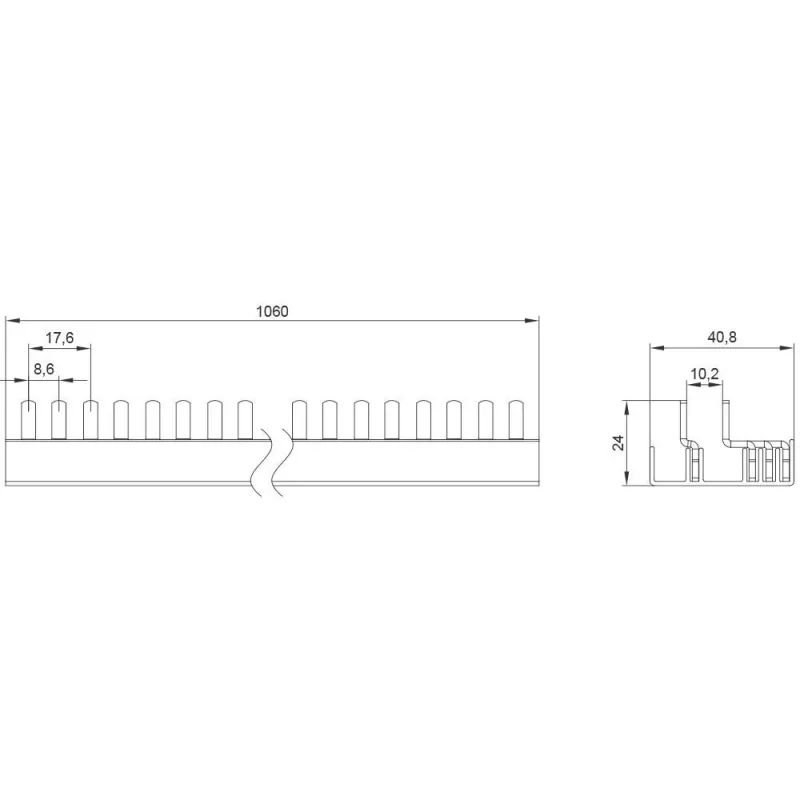 SIEMENS 5ST37730 barra collettrice a pettine 10mm² 3P+N 1000mm