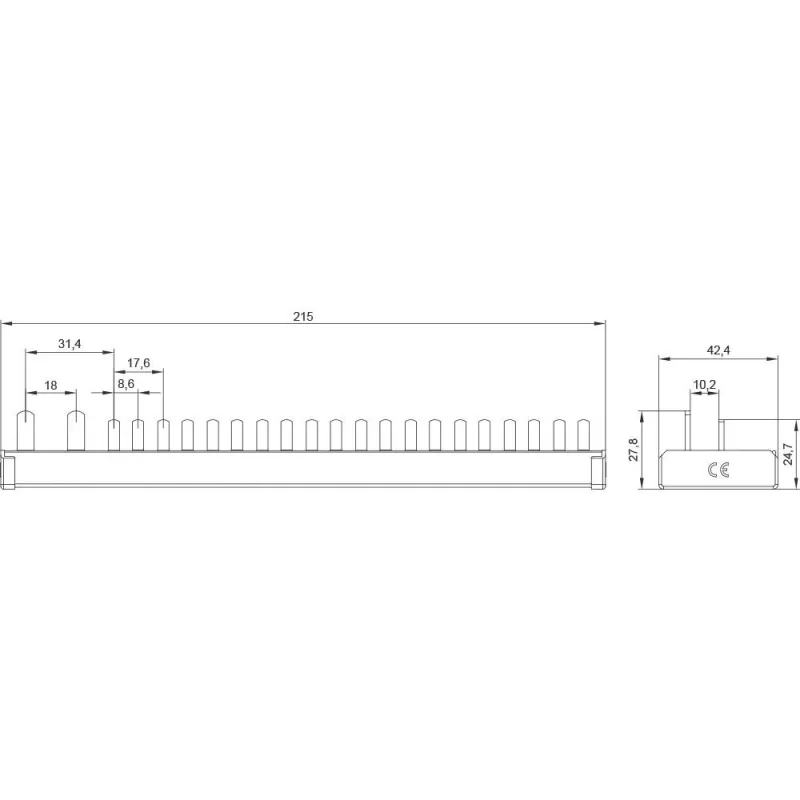 SIEMENS 5ST37840 barra collettrice a pettine 16mm², 1x interruttore differenziale 1P+N + 10x apparecchi compatti, 12 TE