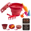 SCHILDKRÖT set giocattolo per sabbia 7 in 1 con secchiello pieghevole, rosso 970245