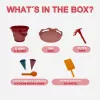 SCHILDKRÖT set giocattolo per sabbia 7 in 1 con secchiello pieghevole, rosso 970245