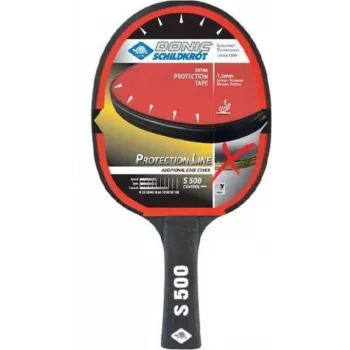 DONIC SCHILDKRÖT Protection Line S500 racchetta da ping pong per principianti, nero/rosso, gomma Jade Smooth 713055