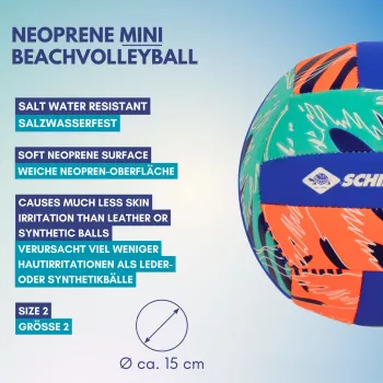 SCHILDKROT pallavolo da spiaggia mini in neoprene misura 2 superficie morbida in tessuto resistente all'acqua salata 970342