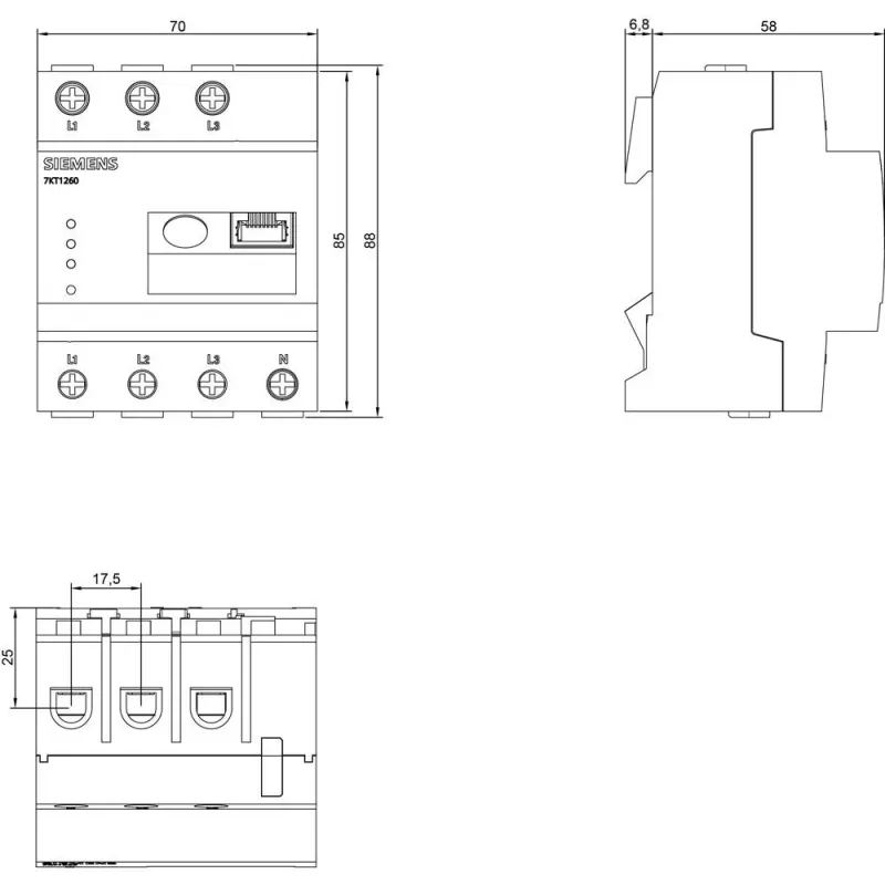 Siemens 7KT1260 timer digitale, 1 canale, programma giornaliero/settimanale, guida DIN, 230 V AC
