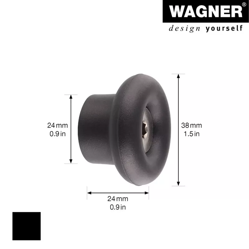 Wagner design yourself DOT GH 0201 gancio da parete, nero, 1 gancio, montaggio a vite, plastica 17020121