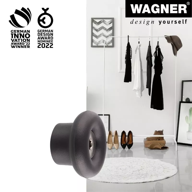 Wagner design yourself DOT GH 0201 gancio da parete, nero, 1 gancio, montaggio a vite, plastica 17020121