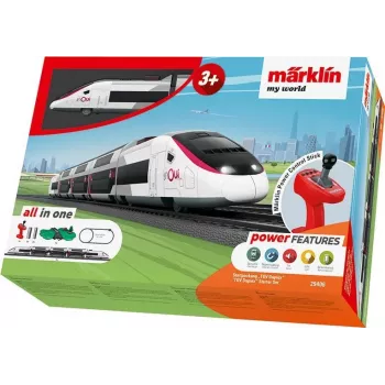 Märklin TGV Duplex H0 set treno digitale 5 pezzi con Mobile Station 2, bianco/nero 029406