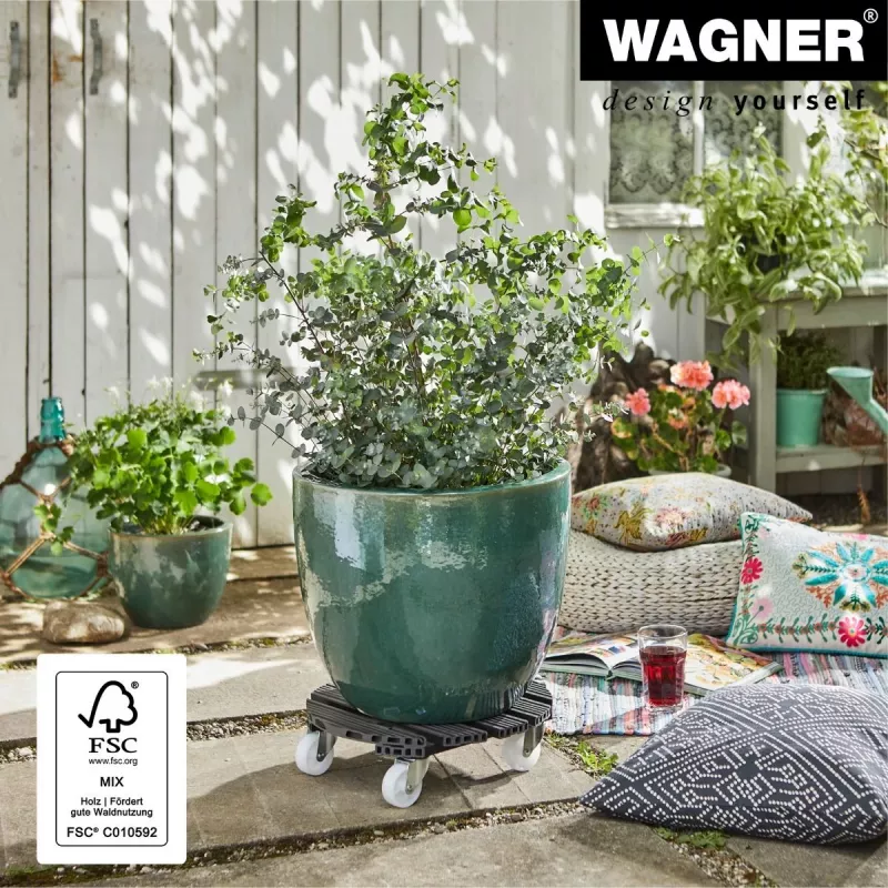 WAGNER design yourself Carrello portapiante GH0558 plastica, Ø 38,5 cm verde scuro rotondo, 1 pz. 20055801