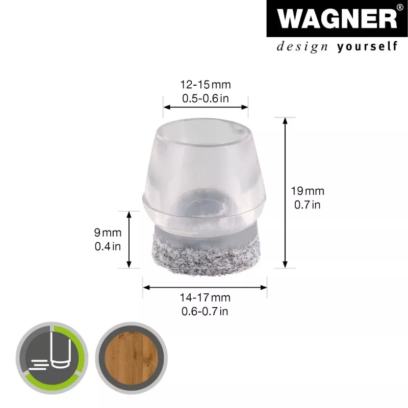 Wagner design yourself EH 0555 Tappi per gambe di sedie plastica Ø 14-17 mm 4 pz. (15055599)