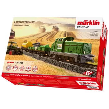 Märklin 29653 H0 set di avviamento Agricoltura – locomotiva a vapore digitale BR 81 con suono mfx+, Mobile Station 3, ovale di binari C, carro con trattore e balle di fieno