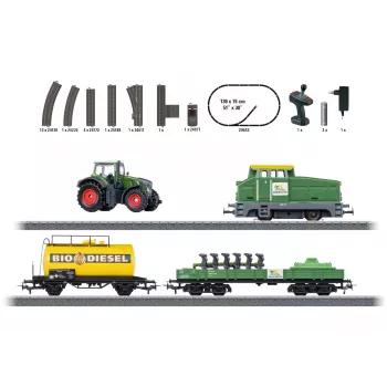 Märklin 29653 H0 set di avviamento Agricoltura – locomotiva a vapore digitale BR 81 con suono mfx+, Mobile Station 3, ovale di binari C, carro con trattore e balle di fieno