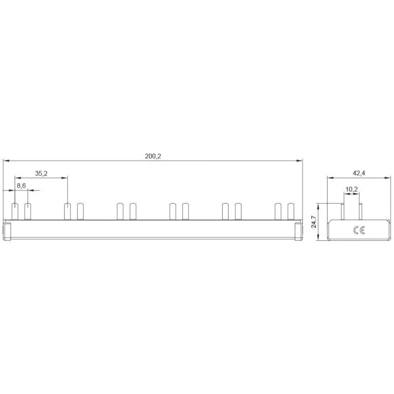 SIEMENS 5ST36760 barra collettrice a pettine 10mm² 1P+N 12 moduli, 6 AFDD + 6 componenti
