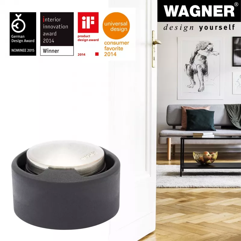 Wagner design yourself EH 5171 fermaporta, zama con tampone in gomma, Ø 5 cm, nichel opaco/nero 15517111
