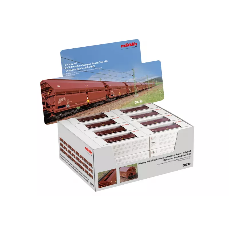 Märklin 000730 H0 set 24 pezzi carri a tetto scorrevole Tals 968 DB epoca IV AC