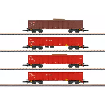Märklin 82542 Z Gauge set 4 pezzi carri a sponde alte - treno rottami delle DB AG, epoca V