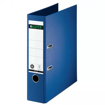 LEITZ raccoglitore ad anelli, 180°, A4, 80 mm, blu, copertina in cartone rigido con rivestimento in carta colorata, capacità 600 fogli, 1 pezzo (1007-00-68)