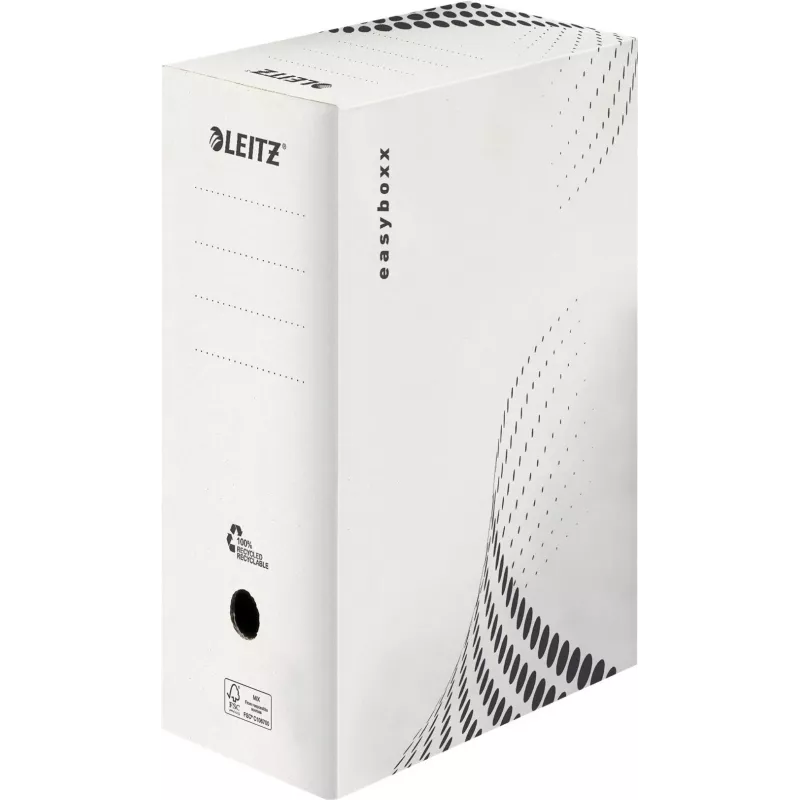 LEITZ easyboxx scatola archivio bianca larghezza interna 150 mm, confezione da 25, cartone ondulato riciclato