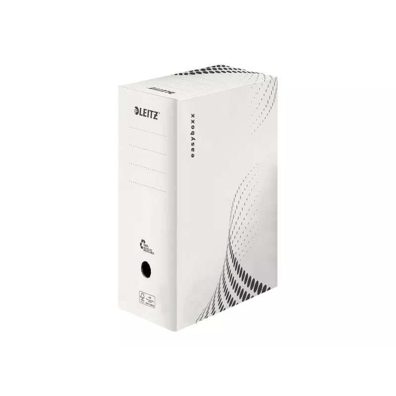 LEITZ easyboxx scatola archivio bianca larghezza interna 150 mm, confezione da 25, cartone ondulato riciclato