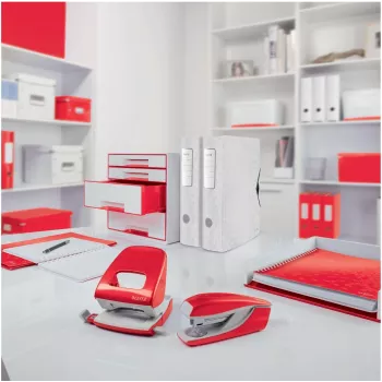 LEITZ WOW cartella portadocumenti con elastico A4, cartone plastificato PP, rosso, angoli elastici, 3 alette interne, capacità 150 fogli 3982-00-26