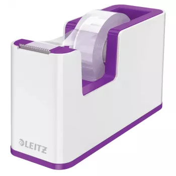 LEITZ WOW Duo Colour dispenser da tavolo, viola/bianco, base appesantita, lama in metallo, nastro adesivo 5364-10-62 incluso