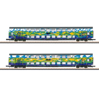 Märklin 87306 Set carrozze a due piani Touristik 1 delle DB AG - 2 carrozze intermedie a due piani scala Z