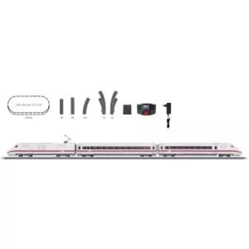 Märklin 29792 ICE 2 set di avviamento digitale H0 AC con Mobile Station 2, treno a 5 elementi, ovale di binari C, epoca VI